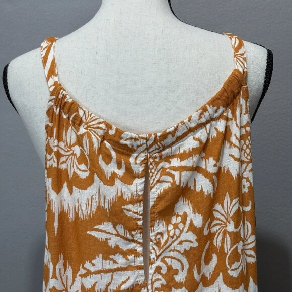 Rachel Zoe Mini Dress XL Halterneck Linen Blend Cover-Up Tropical Floral Resort - Picture 6 of 8